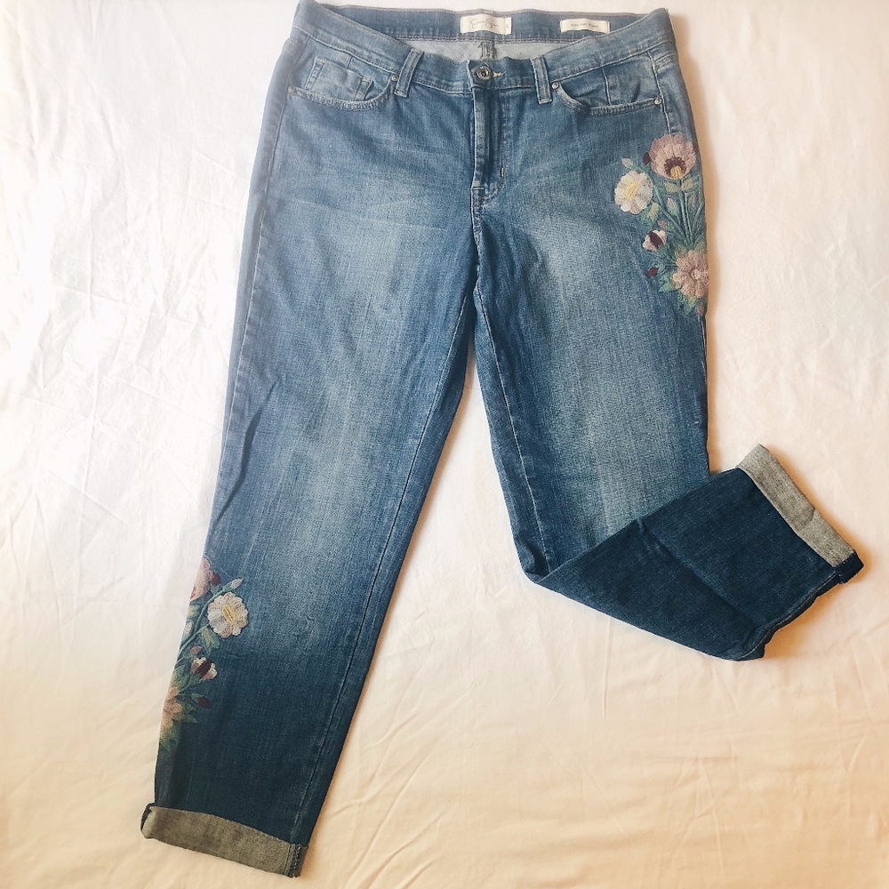 Jessica Simpson Embroidered Faded Skinny Jeans